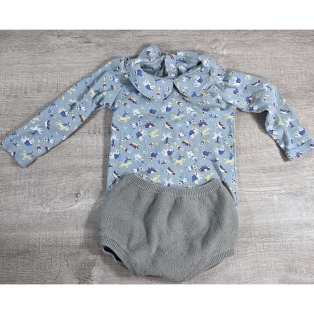 Misha & Puff Organic Pima Cotton 9-12M Bodysuit + Quincy Mae Knit Bloomers 6-12M